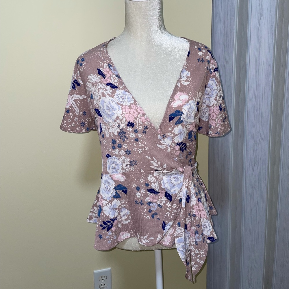One Clothing Floral Wrap Blouse